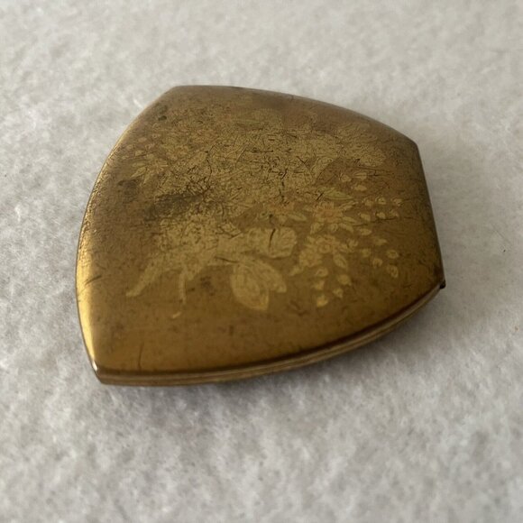 Elgin American Mirrored Compact Makeup Case Gold Tone Cherubs Flowers Midcentury - Picture 11 of 16